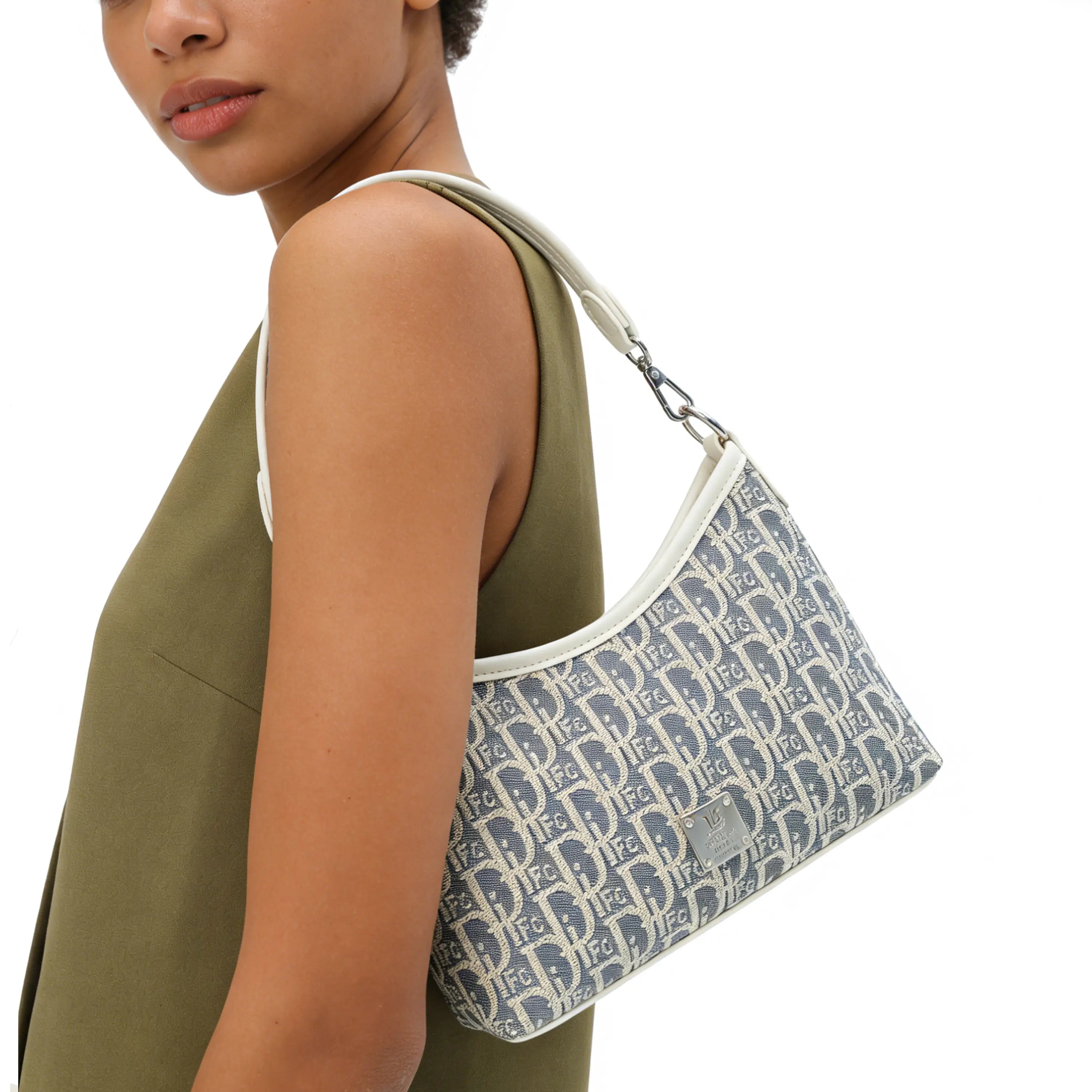Bolso de hombro mediano/pequeño blanco sal marina (bolso de axila)